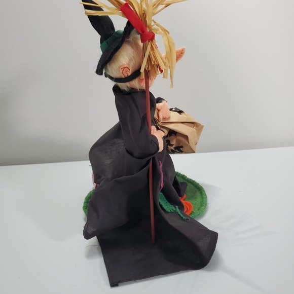 Vintage Annalee Halloween Witch Kid Trick or Treat Poseable Felt Doll 1990s - Picture 5 of 12